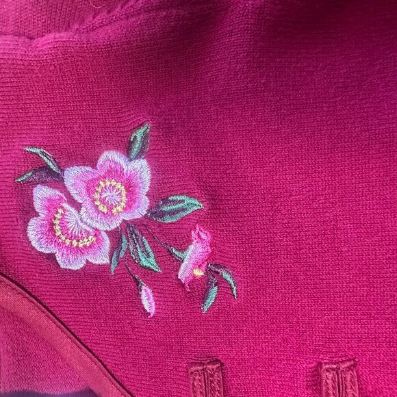 Vintage GYMBOREE Embroidered Cherry Blossom Frog Button Cardigan Sweater Size 5 - Picture 4 of 10